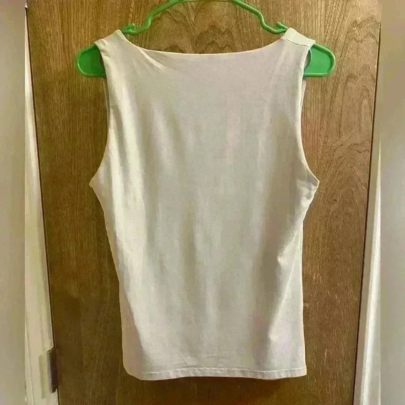 Zara Cream Nude Fitted Sleeveless Tank Top Size L Built-in Bra Butter Soft - Picture 2 of 6